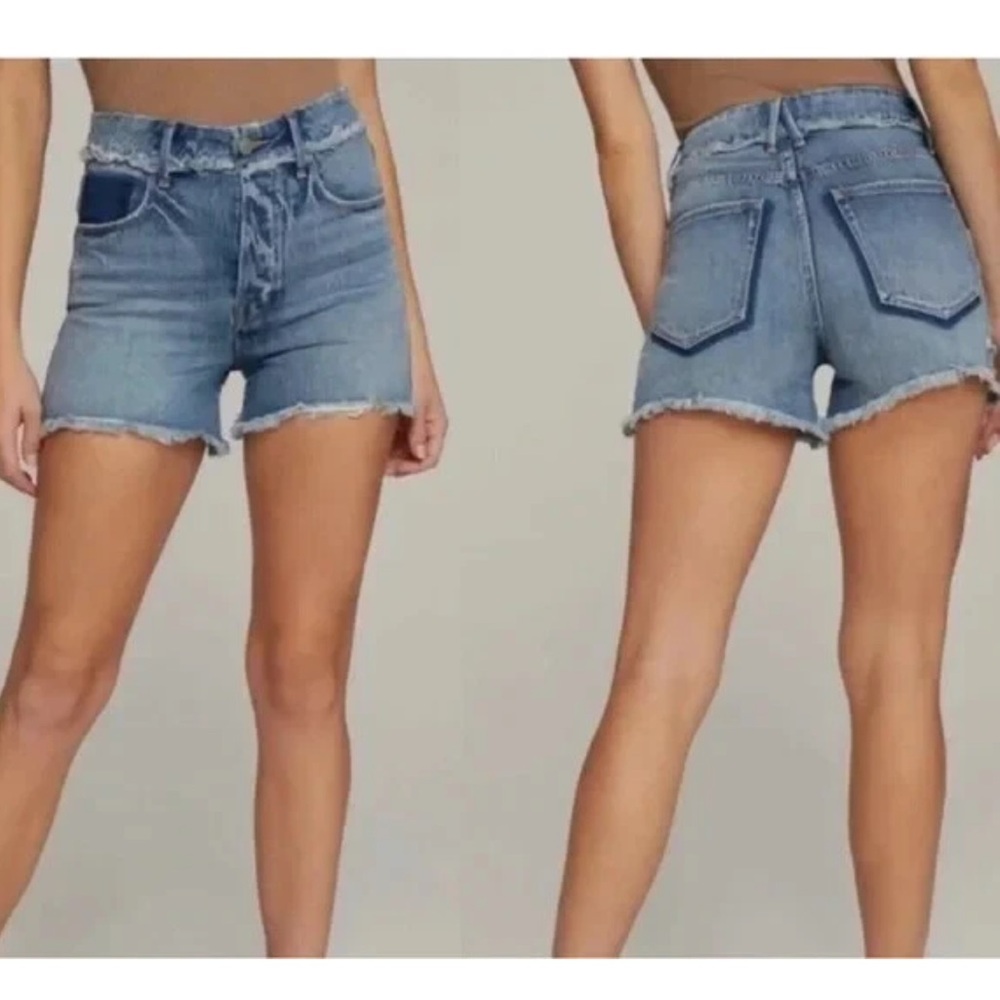 $119 GOOD AMERICAN Distressed Raw Hem Shadow Pocket Bombshell Shorts 18